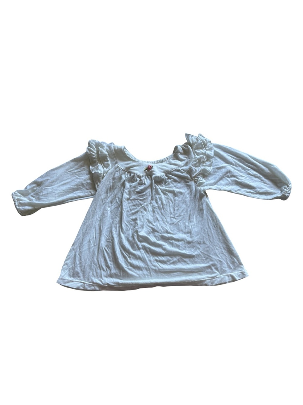 Y2K vintage Girls White Ruffle Long-Sleeve Top